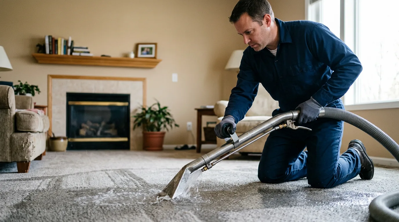 Water damage restoration technician working near Grindstone, PA